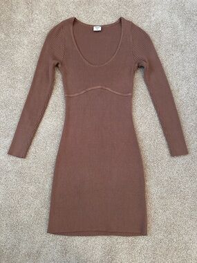 Abercrombie & Fitch Elevated Knit Corset Mini Dress Light Brown Medium